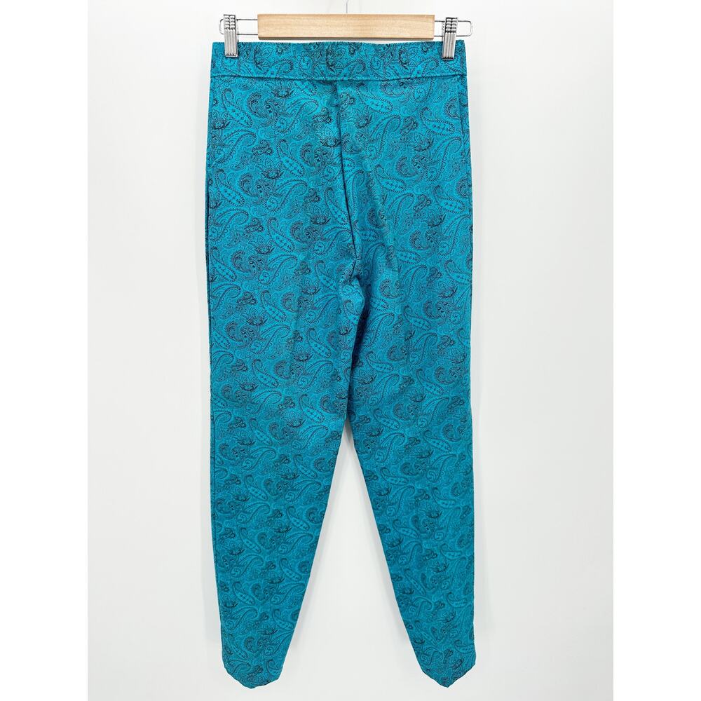 Chic Sport Pants Women 9 Vintage Deadstock High Waist Tapered Paisley Teal NWT - Picture 2 of 10